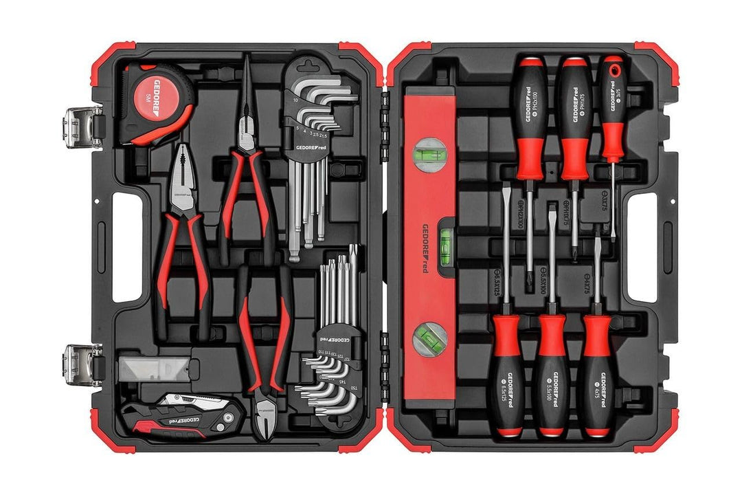GEDORE red Werkzeugs-Satz, Set 43-teilig, gefüllt, Werkzeug für Hand- und Heimwerker, im Kunststoffk
