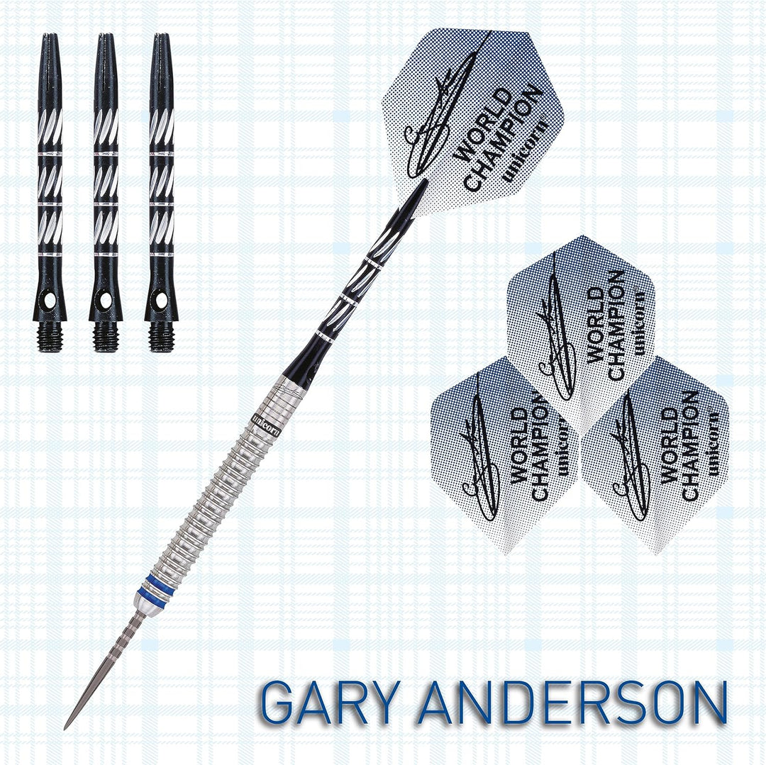 Unicorn Phase 3 World Champion Gary Anderson Steel Dart Silber/Schwarz 27 g Single, Silber/Schwarz 2