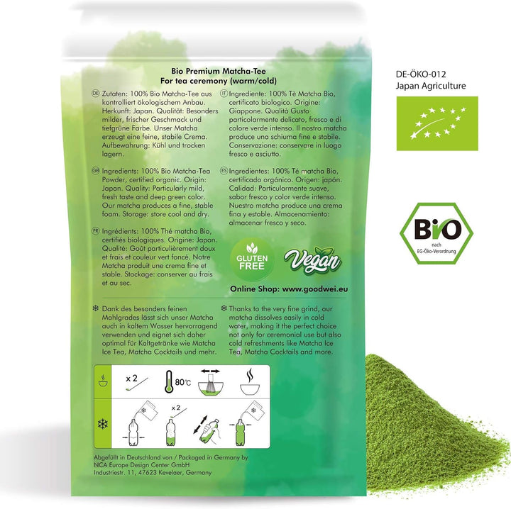 Goodwei BIO Matcha aus Japan im Matcha-Set komplett mit hochwertiger Matcha Schale aus Keramik, Matc