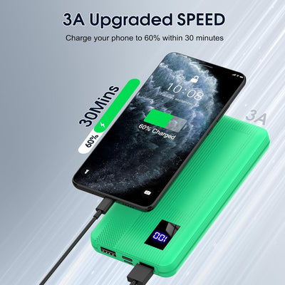 Power Bank, 10000mAh Powerbank Klein Aber Stark, Externe Handyakkus USB C Port, Externer Akku LED Di