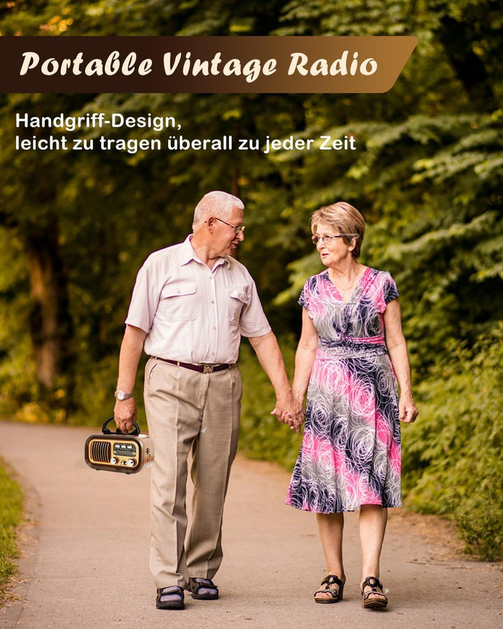 Retro Radio mit Bluetooth, AM/FM/SW Klein Radio Batteriebetrieben, Kofferradio Küchenradio Betrieben