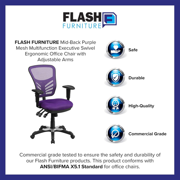 Flash Furniture Bürostuhl, ergonomisch, mit Mesh-Rückenunterstützung, geformtem und höhenverstellbar