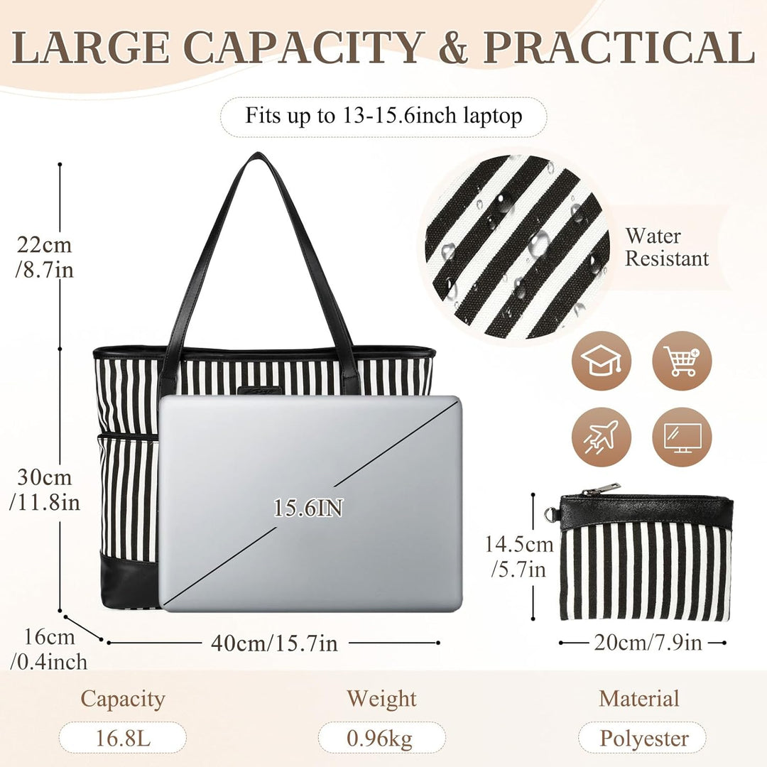 Kasgo Laptop Handtasche Damen, Gross 15.6 zoll Schultertasche Wasserabweisend Laptop Tasche Shopper