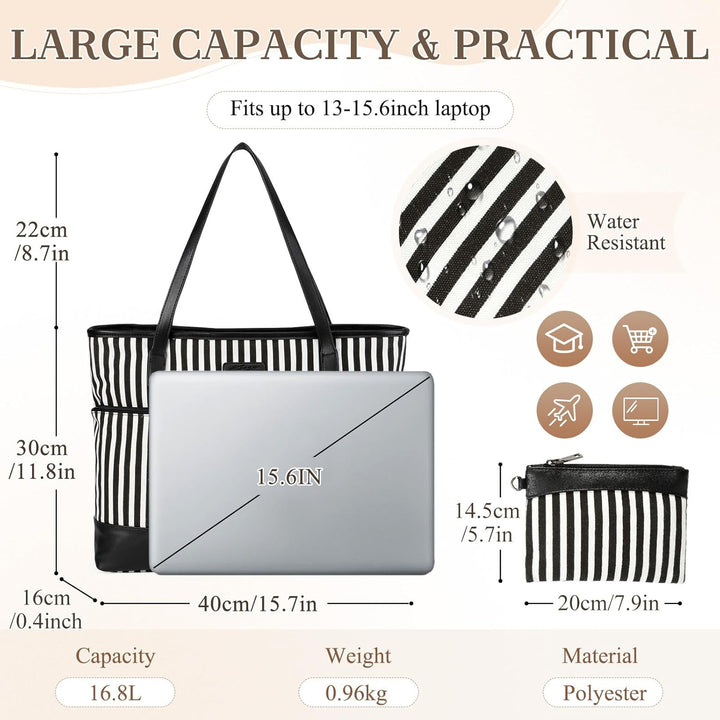 Kasgo Laptop Handtasche Damen, Gross 15.6 zoll Schultertasche Wasserabweisend Laptop Tasche Shopper
