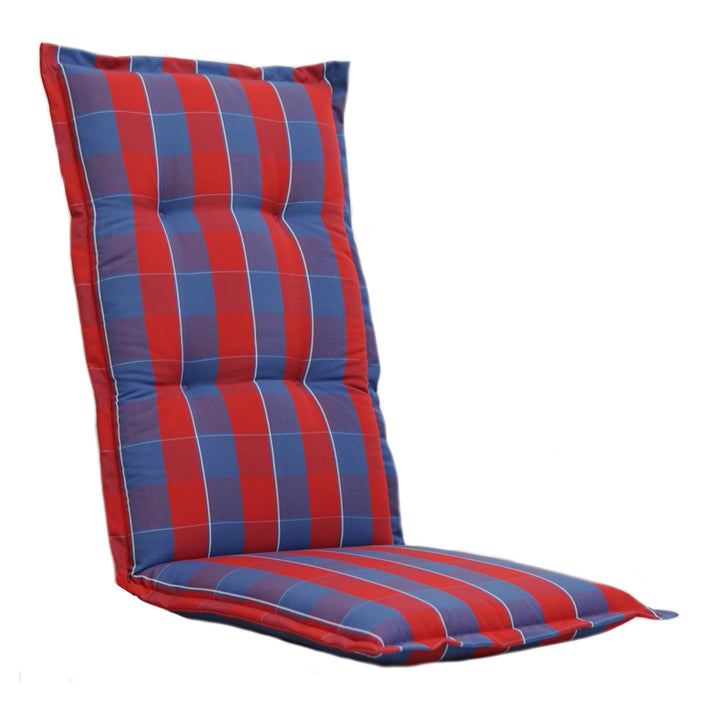 LILENO HOME Gartenstuhl Auflagen als [1er Set - Hochlehner] in Karo Rot Blau Neu - Bequeme Liegen al