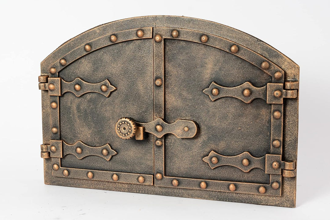 SEZAM doppelte Backofentür aus Gusseisen mit Türriegel, Nietenoptik, Pizzaofentür - Brotofen - Stein