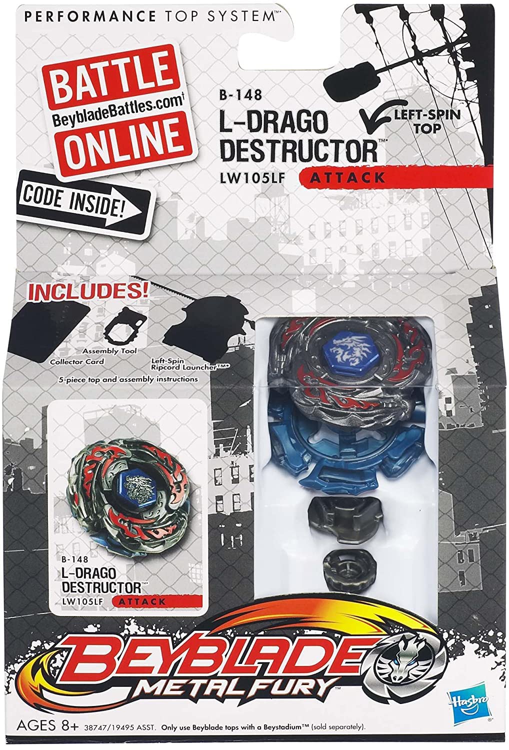 Hasbro - Beyblade Metal Fury L-Drago Destructor LW105LF - 8967945780478