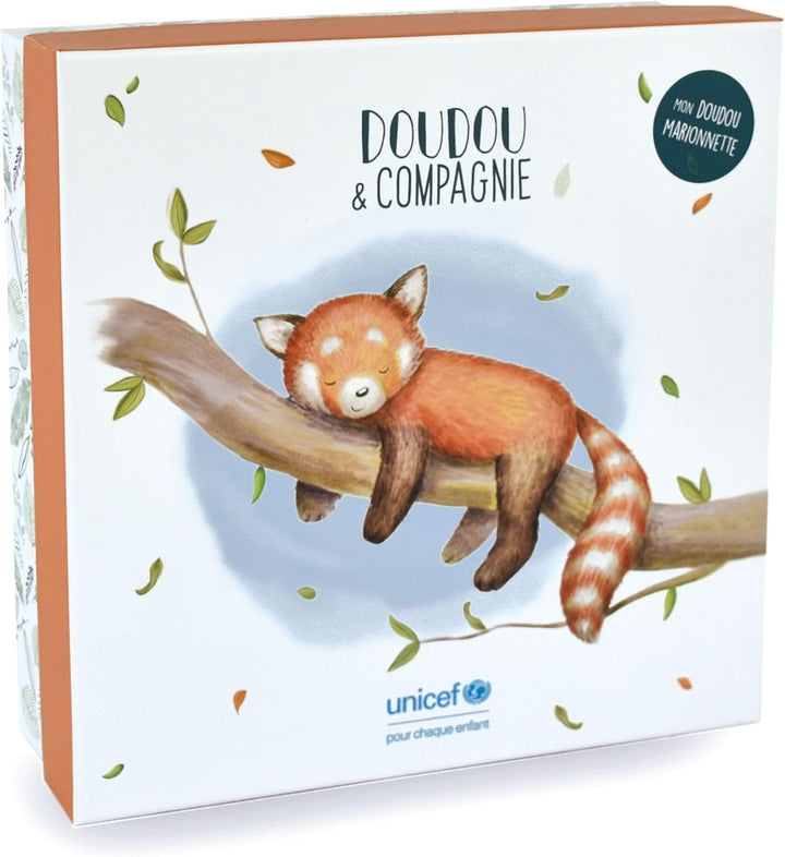 Doudou et Compagnie - Unicef DC3988 Kuschelpuppe – Panda rot – 25 cm – schöne Geschenkbox – Baby & M