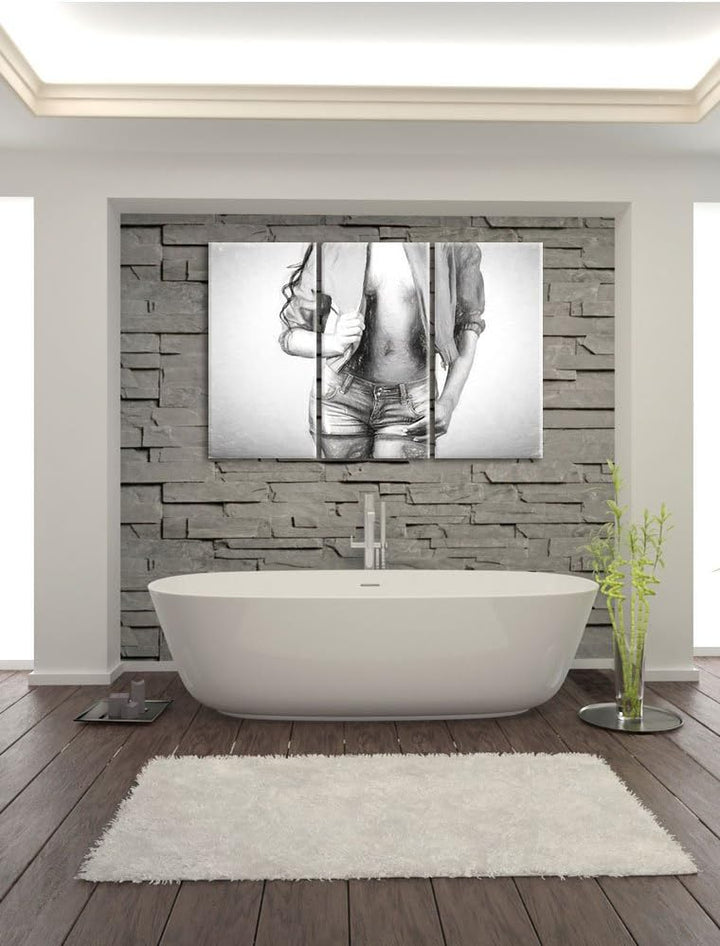 Pixxprint Sexy Woman als Leinwandbild/Grösse: 3 Teilig (120x80 cm) cm/Wandbild/Kunstdruck/fertig bes