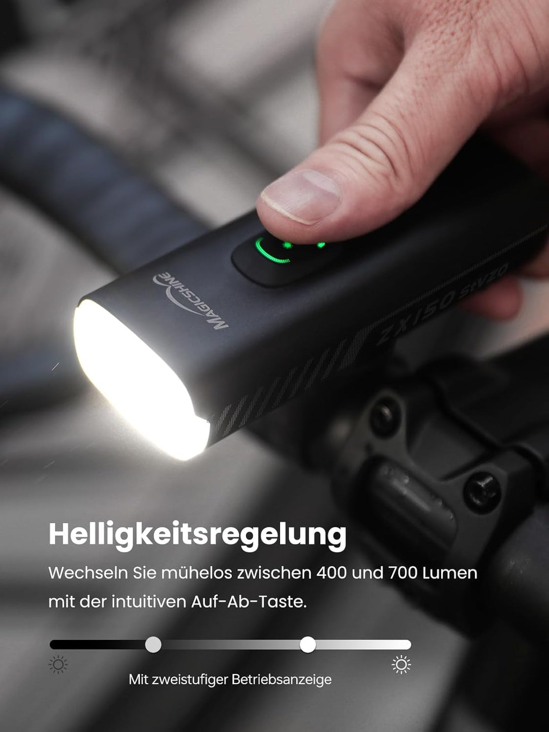 Magicshine ZX150 | LED Fahrradlicht 150 Lux | StVZO zugelassenes, akkubetriebenes Vorderlicht mit 2