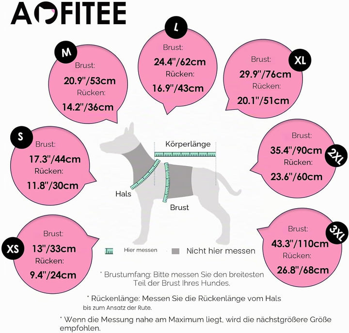AOFITEE Hundemantel Grosse Hunde, Warme Hundemantel Winter Wasserdicht Hundejacke Winterjacke mit Ge
