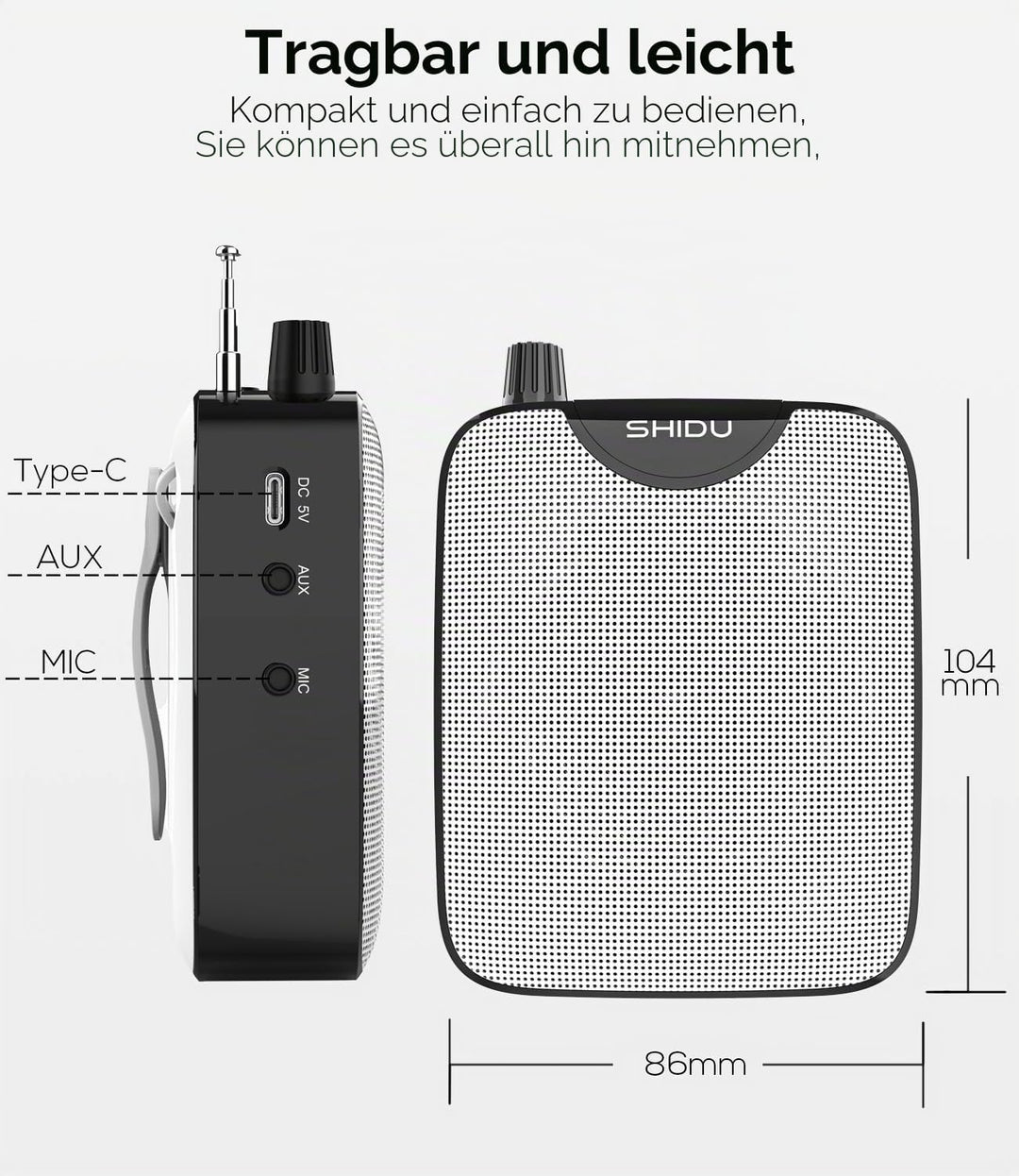 Sprachverstärker Tragbarer Stimmverstärker Lautsprecher mit Mikrofon Headset Mini Verstärker Stimmen