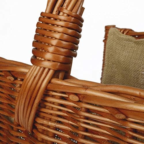 Weidenprofi Weidenkorb mit Jute, Holzkorb aus heller Weide, eckig mit Tragegriff, ca. 50 x 35 cm x 1