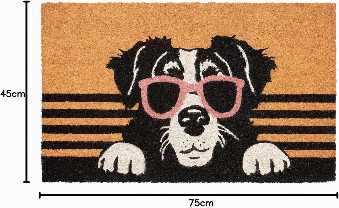 BRUBAKER Fussmatte für Aussen und Innen - Hund mit Sonnenbrille - 45 x 75 cm Schmutzfangmatte aus 10