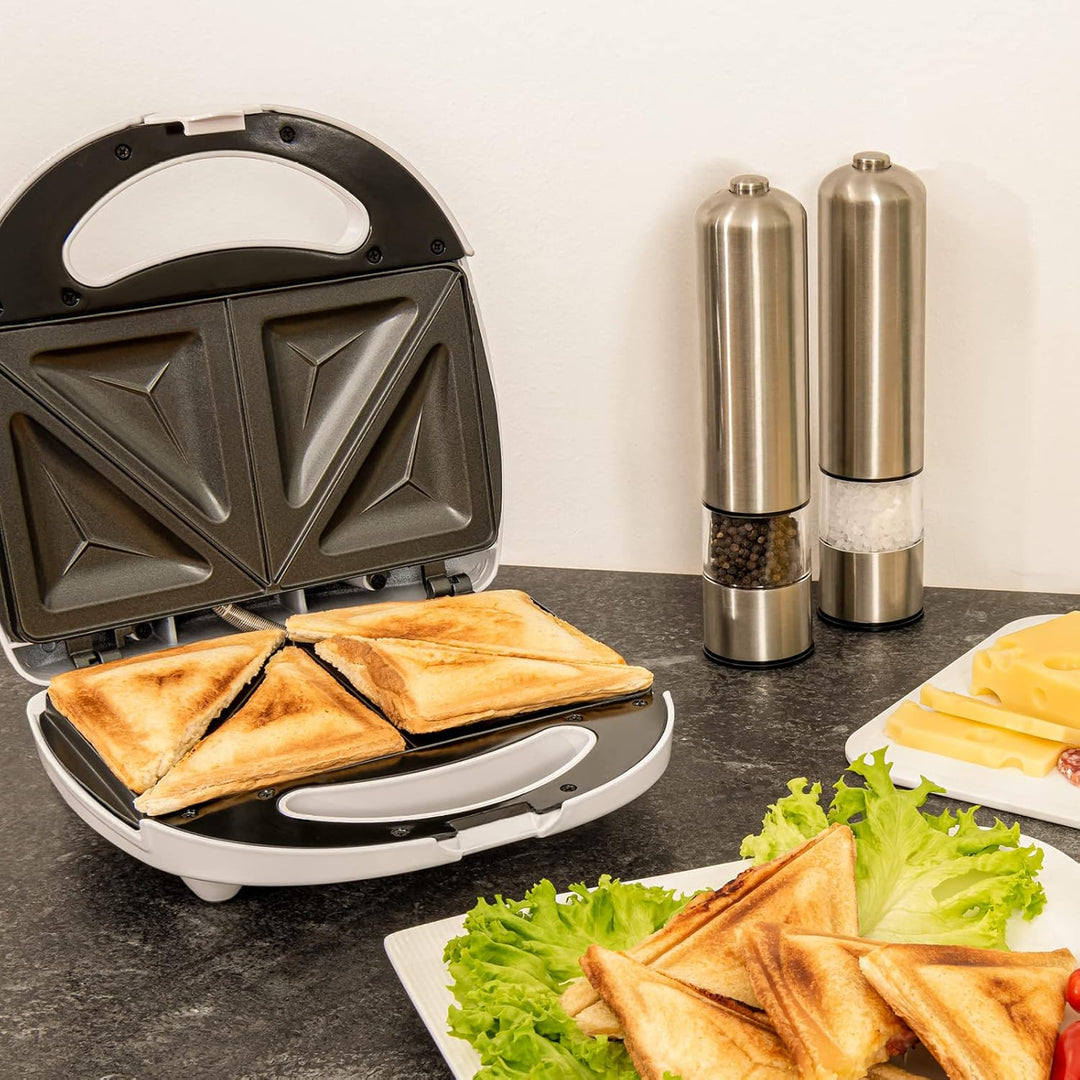 Exquisit Sandwichtoaster ST 3101 we | Dreieck-Sandwich | Antihaft | 750 W Leistung | Weiss | Überhit