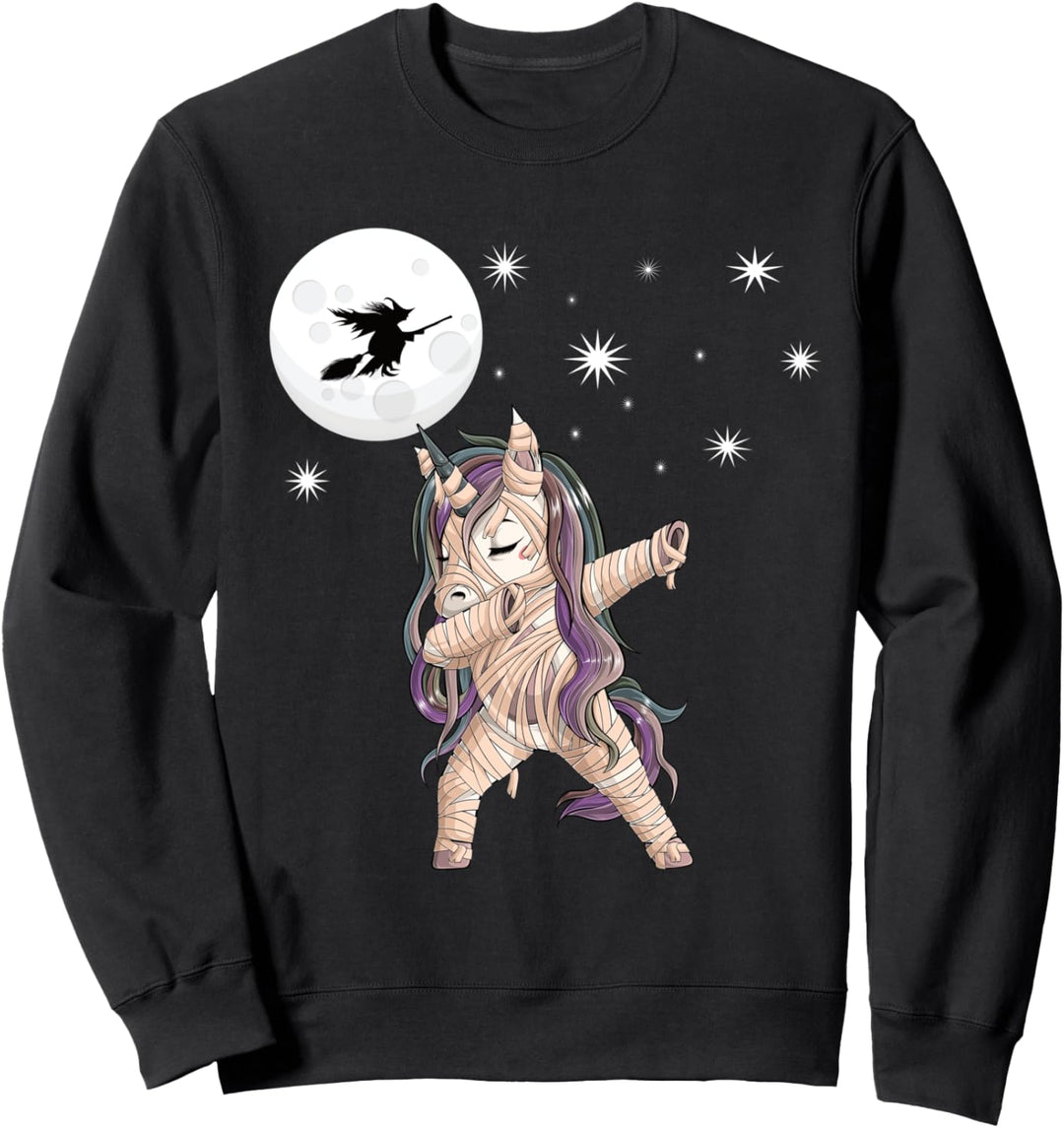 Kinder Halloween Mumie dabbing Einhorn mit Hexe Sweatshirt