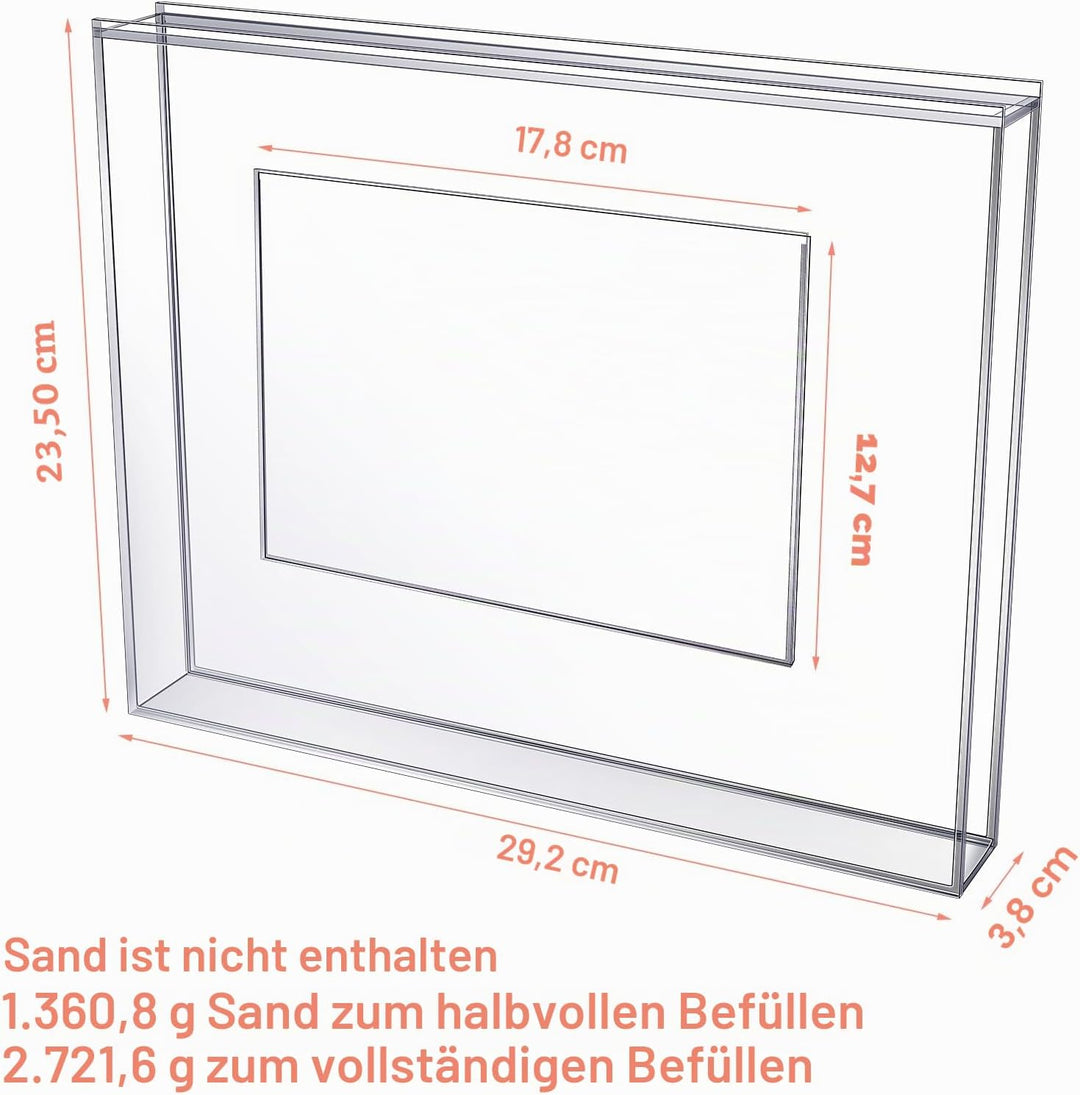 Queekay Hochzeitseinheit Sandzeremonie Bilderrahmen klar Acryl Sand Zeremonie Schattenbox mit Bilder
