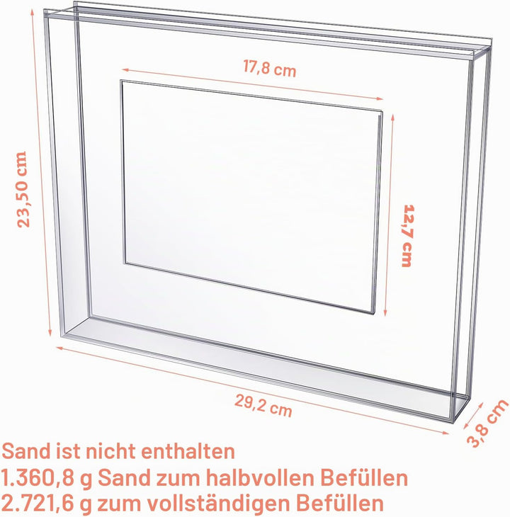Queekay Hochzeitseinheit Sandzeremonie Bilderrahmen klar Acryl Sand Zeremonie Schattenbox mit Bilder