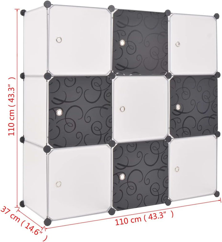 vidaXL Würfelregal 9 Fächer Bücherregal Raumteiler Standregal Wandregal Regal Schwarz und Weiss, Sch