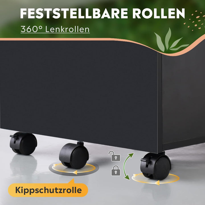 DEVAISE Rollcontainer, Aktenschrank Abschliessbar mit 3 Schubladen, Büroschrank für A4/Legal/Letter,