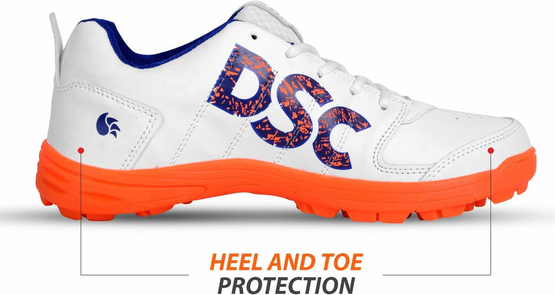 DSC Beamer Cricket Shoes | for Boys and Men | Light Weight | Durable Fluro Orange White 36 EU, Fluro