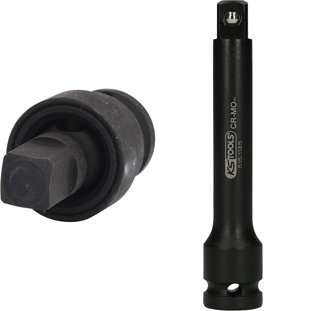 KS Tools 515.1133 1/2" Kraft-Kugelgelenk & 515.1135 1/2" Kraft-Verlängerung, 125mm Bundle mit Kraft-