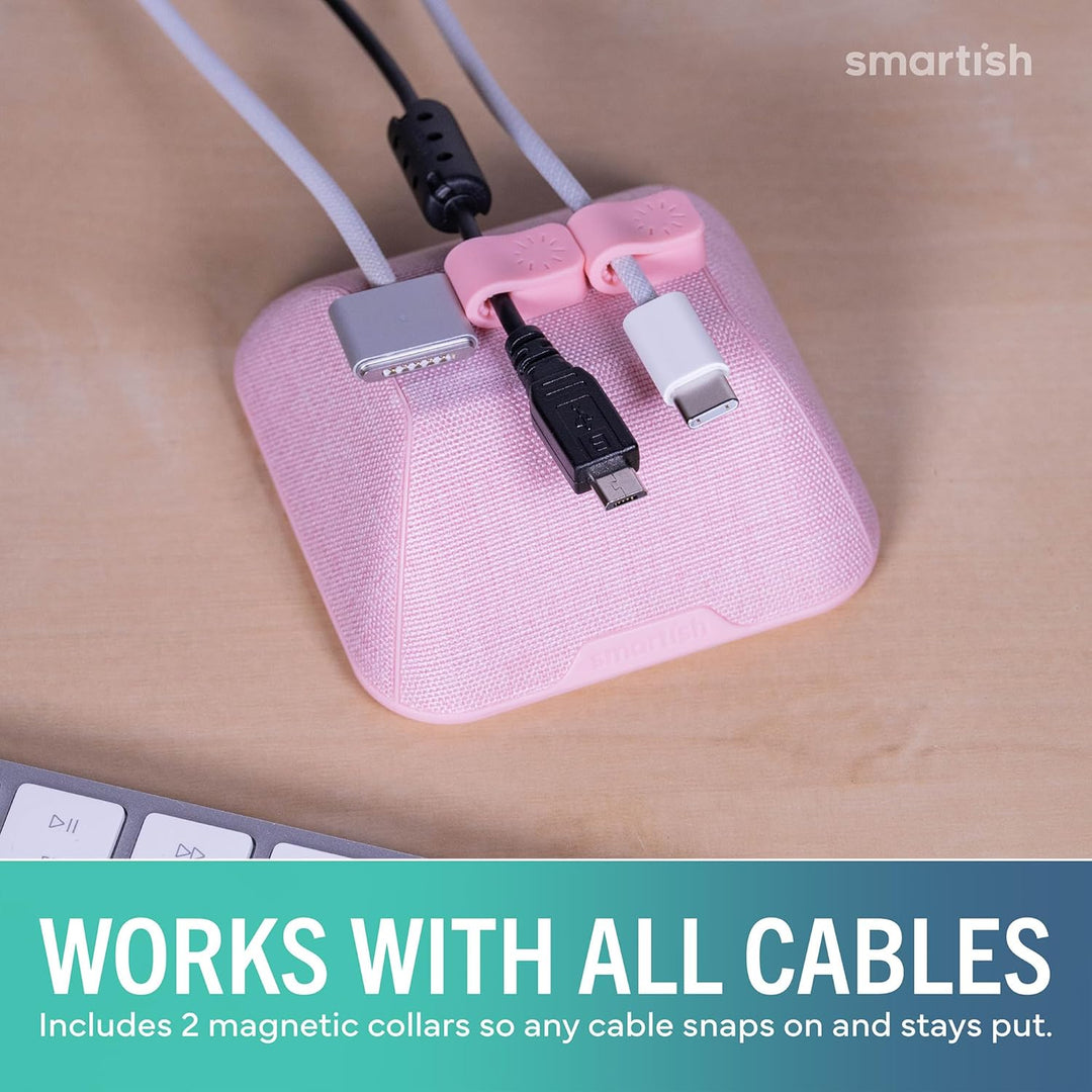 Smartish Cable Wrangler - Magnetic Cable Manager & Cord Organizer for Desk or Nightstand (Silk) - I'