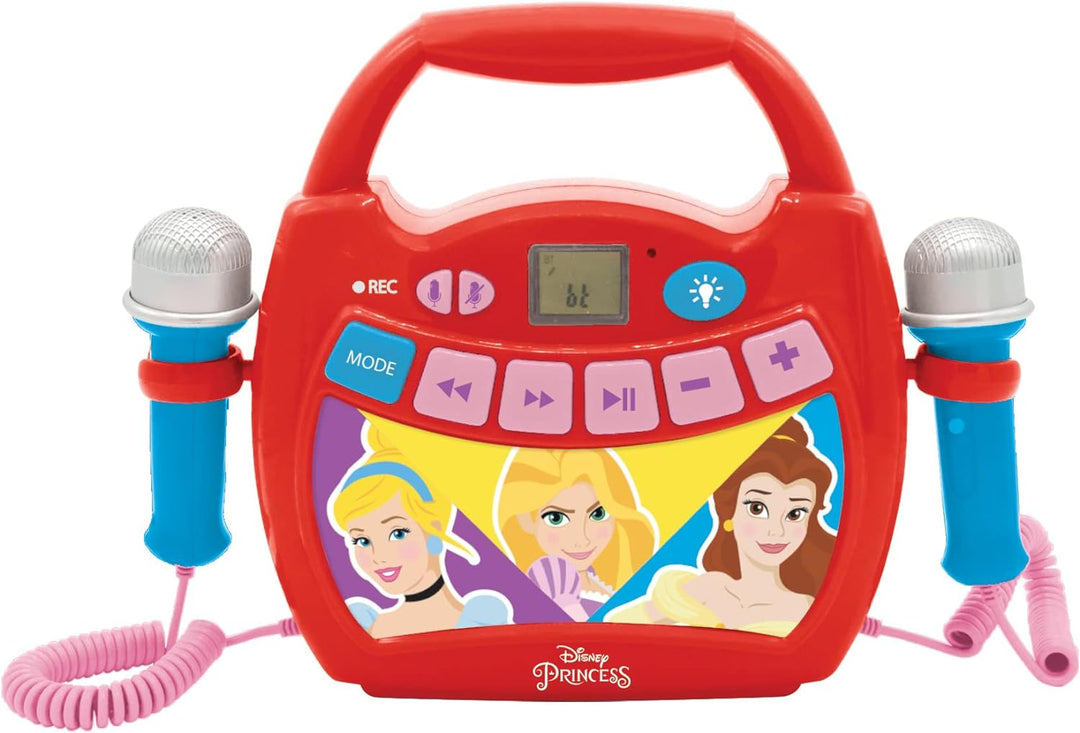 Lexibook MP300DPZ Disney Princess, Mein erster Karaoke Musikplayer mit 2 Spielzeugmikrofonen, Kabell