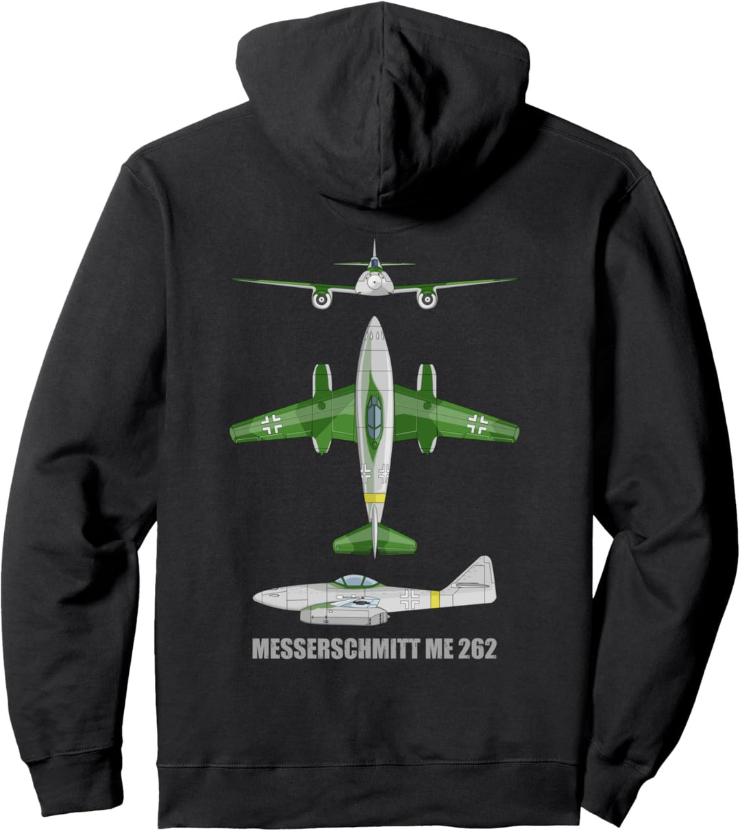 Messerschmitt Me 262 German WW2 Jet Fighter Plane Diagram Pullover Hoodie