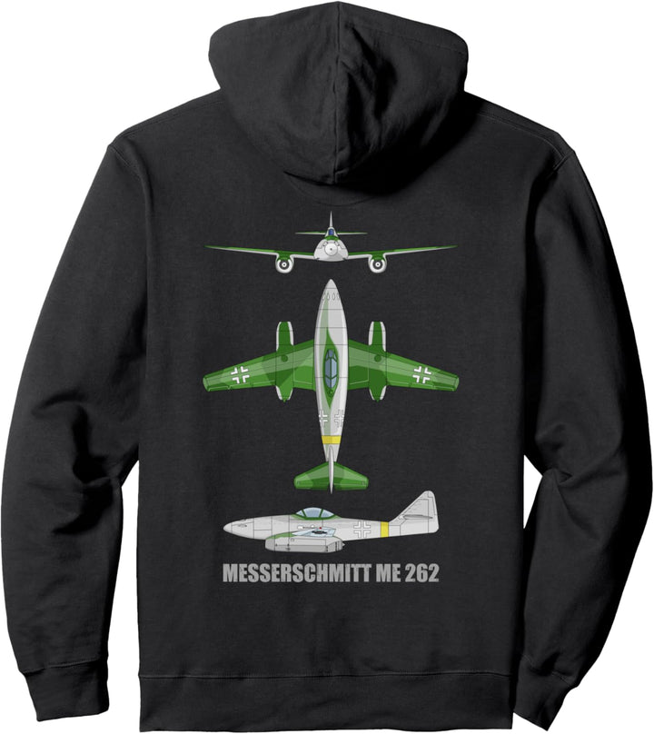 Messerschmitt Me 262 German WW2 Jet Fighter Plane Diagram Pullover Hoodie
