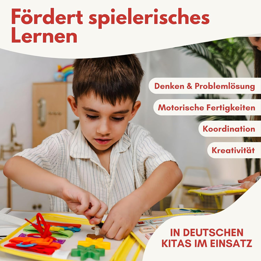Lion’s Collection Montessori Busy Board Deutsch ab 3 Jahre – Busy Book & Activity Board für Kinder –