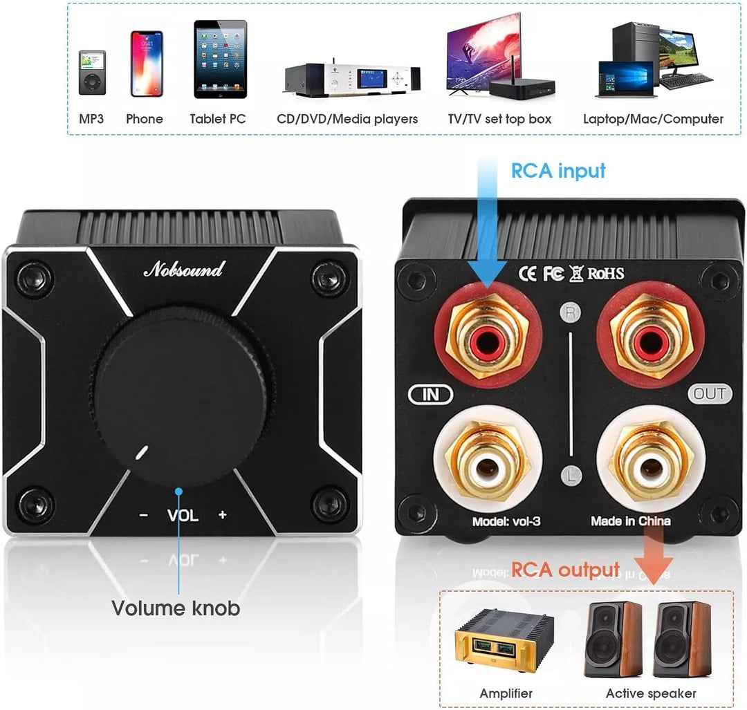 Nobsound High Precision Passive Preamp Volume Controller VOL Control HiFi Preamplifier ALPS (RCA&HiF