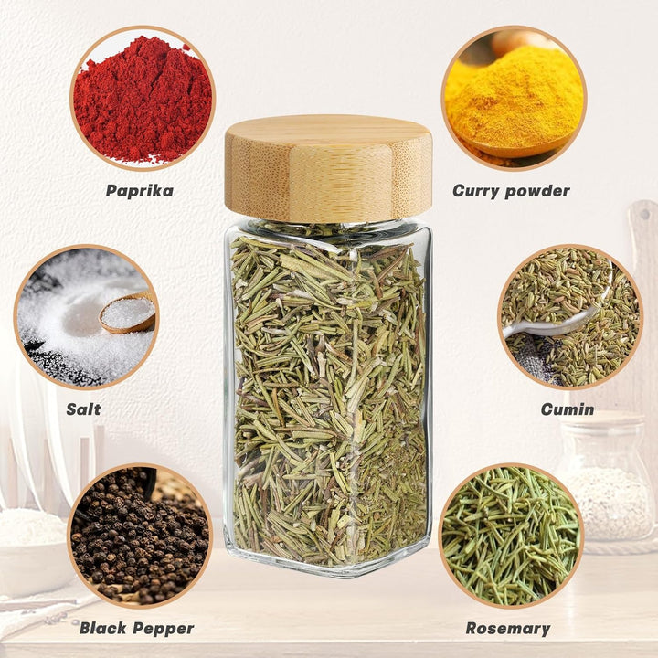 FRIBERG Gewürzgläser Eckig Mit Holzdeckel 12er Set 120ml[etiketten &amp; Streueinsatz]-Gewürzgläser Set-