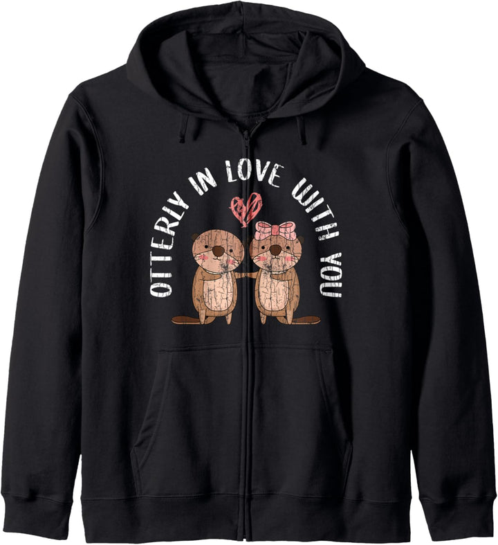 Lustiges Otter Design für ihn und sie zum Valentinstag Kapuzenjacke