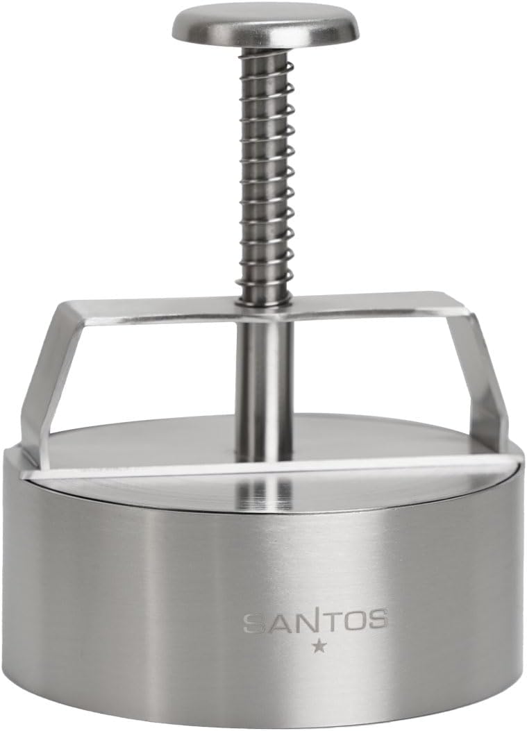 SANTOS Profi Burgerpresse Edelstahl – Patty-Presse für Ø 11 cm Burger, Flexible Dicke, einfache Hand