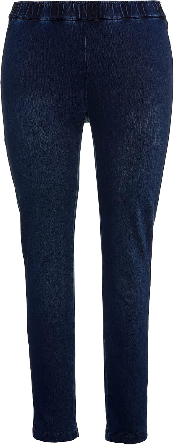 Ulla Popken Damen Jersey-Jeans Hosen, 33W / 32L Dunkelblau