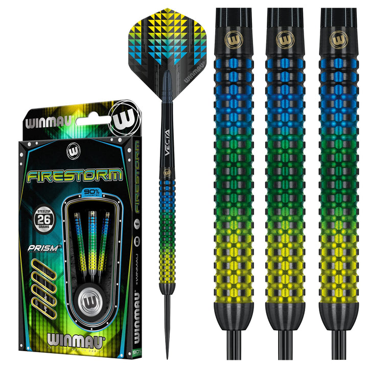 WINMAU Firestorm Profi Wolfram Steeltip Dartpfeile Set mit Flights und Schäfte 26g Steeltip, 26g Ste