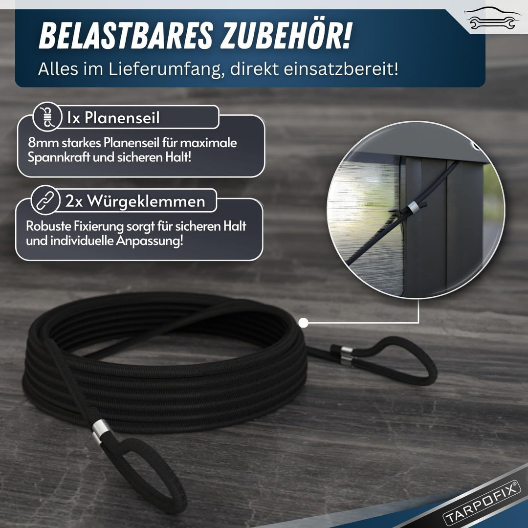 Tarpofix® Anhängerplane 208x114x90 cm inkl. Planenseil | Anhänger Plane Hochplane aus PVC PLANENMATE