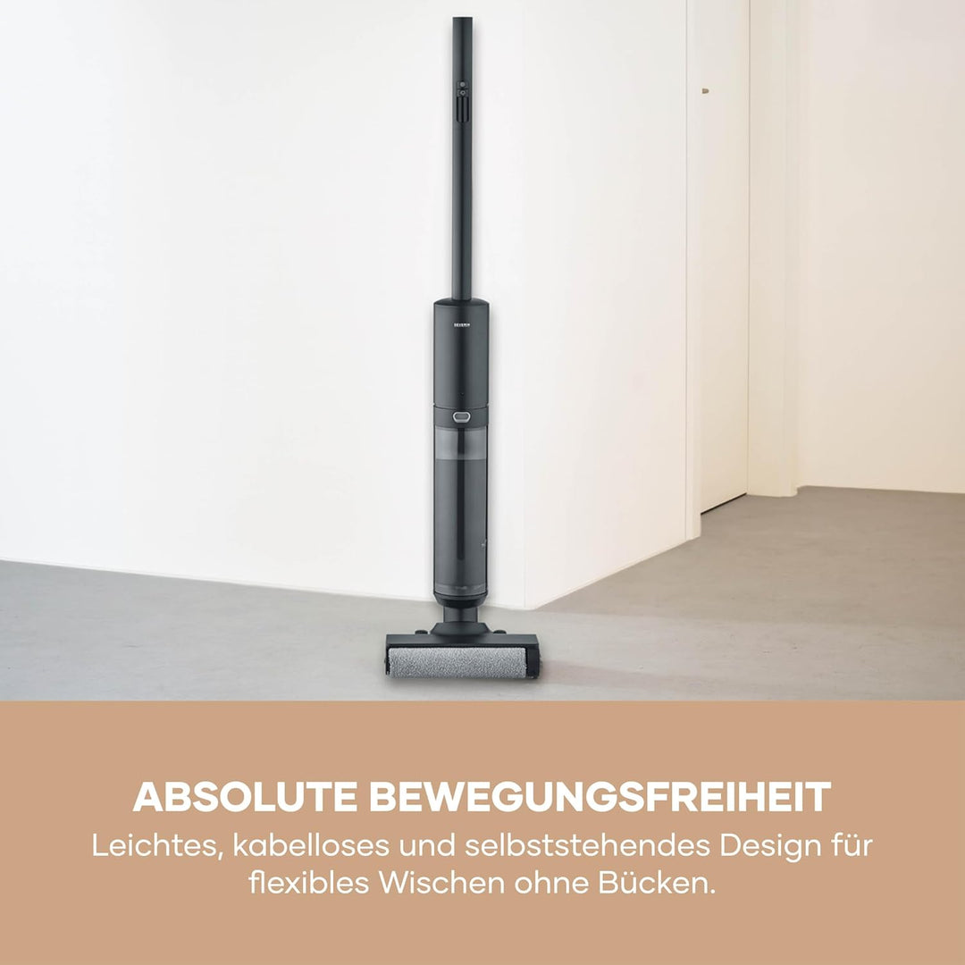 Severin Elektrischer Bodenwischer kabellos, mit LED-Anzeige, Zwei-Tank-System, mit Ladestation, Adap
