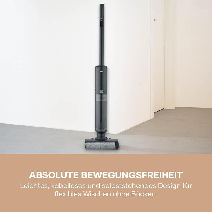 Severin Elektrischer Bodenwischer kabellos, mit LED-Anzeige, Zwei-Tank-System, mit Ladestation, Adap