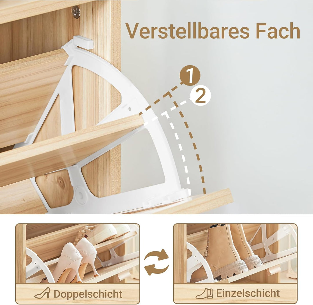 SoBuy FSR159-N Schuhkipper mit 3 Klappen Schuhschrank schmal Schuhablage Schuhregal mit 6 Ablagefläc
