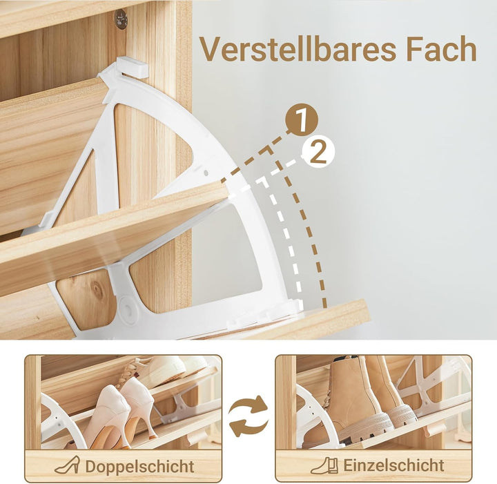 SoBuy FSR159-N Schuhkipper mit 3 Klappen Schuhschrank schmal Schuhablage Schuhregal mit 6 Ablagefläc