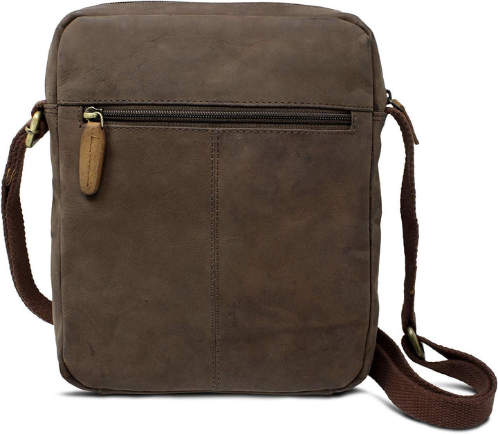 ROYALZ 'Idaho' Vintage Leder Umhängetasche Klein Herren Kompaktes Design Männer Ledertasche Mini Mes