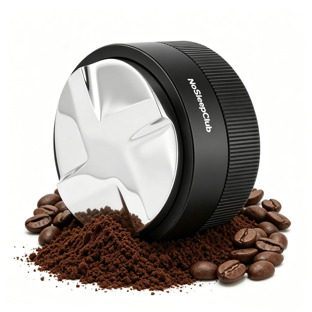 Espresso Distributor 51 mm, Schwerkraft-adaptiver Leveler, Schwarz | 304 Edelstahl Basis, 4-Klingen-