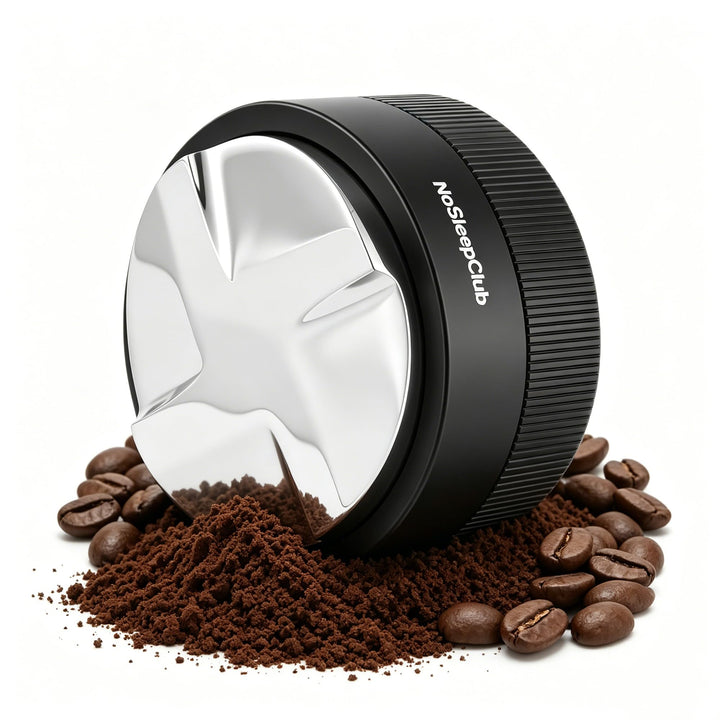Espresso Distributor 51 mm, Schwerkraft-adaptiver Leveler, Schwarz | 304 Edelstahl Basis, 4-Klingen-