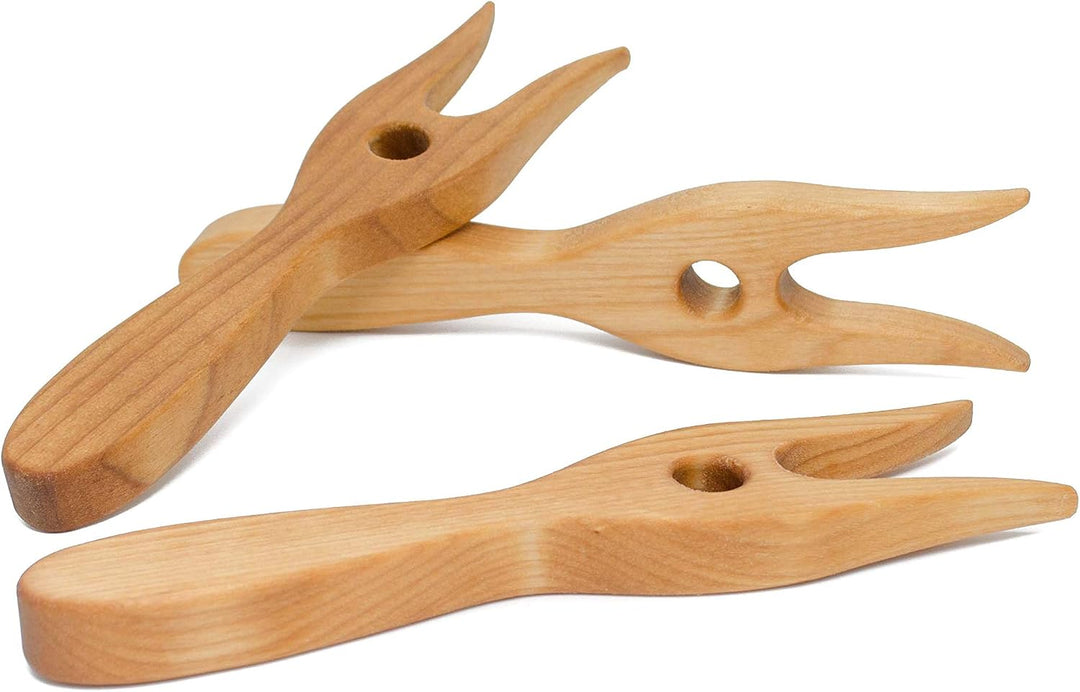 Strickgabel aus Holz, 10 Stk., Strickliesel, Lucet