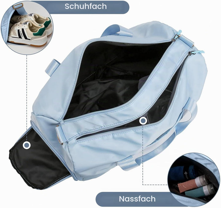 Sporttaschen für Damen und Herren, Reisetasche und Handtaschen - mit Schuhfach und Nassfach - Travel
