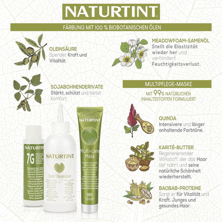 Naturtint | Haarfarbe Oohne Ammoniak | 6.45 Dunkel Bernstein Blond | Hoher Anteil an natürlichen Inh