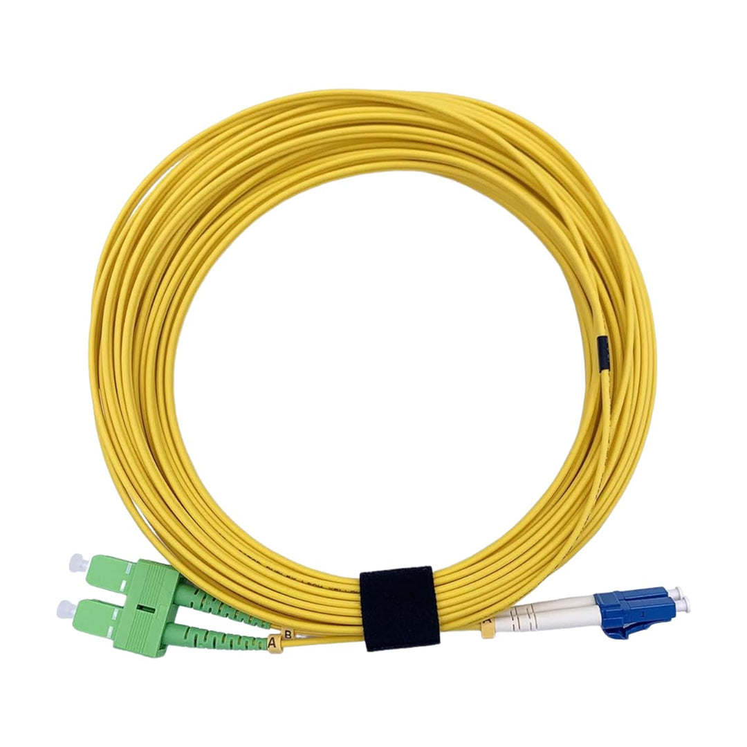 Elfcam - 15m Glasfaserkabel LC/UPC auf SC/APC Singlemode Duplex 9/125μm OS2, 15M, 15M
