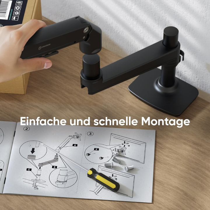 ONKRON Monitor Tischhalterung für 17-38 Zoll Bildschirme bis zu 11 kg, PC Monitor Halterung 1 Monito